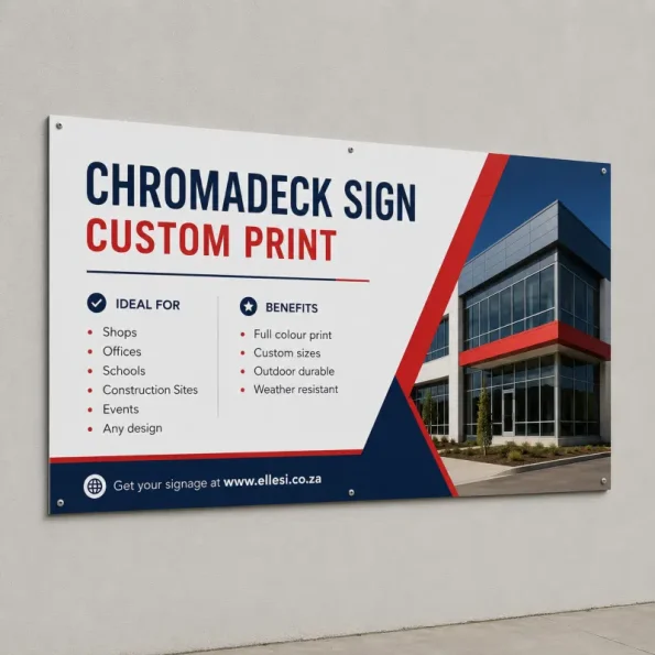 Custom printed Chromadeck metal business sign