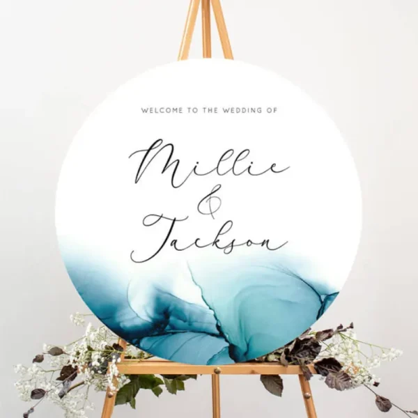 Circle Cerulean Wedding Sign