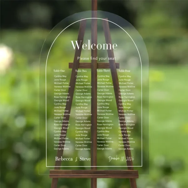 Arch Framed Clear Acrylic Wedding Seating Chart