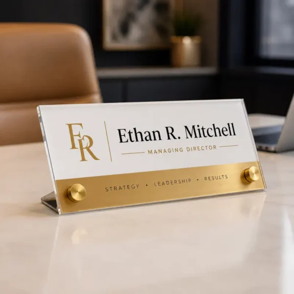 Acrylic Desk Name Plate with Standoffs