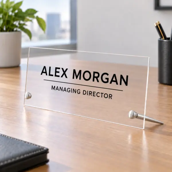 Acrylic Desk Name Plate with Standoffs