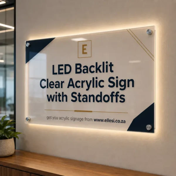 LED Backlit Clear Acrylic Sign with Standoffs