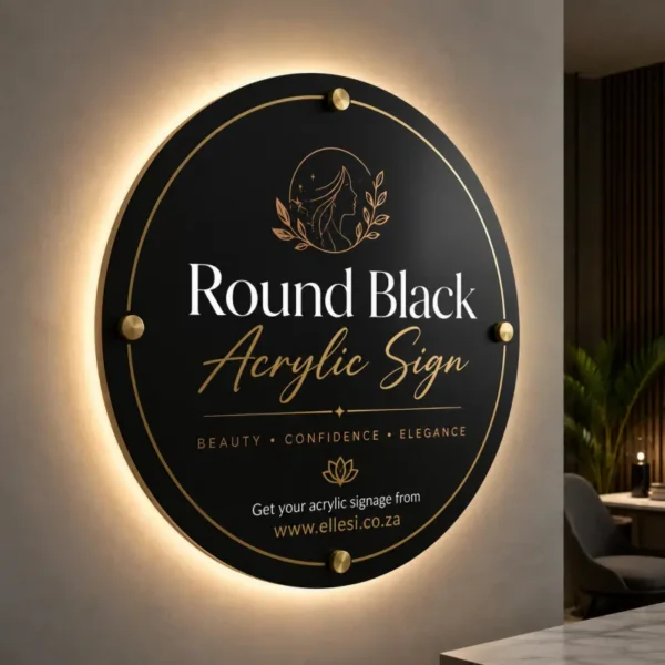 LED Backlit Round Acrylic Sign with Standoffs