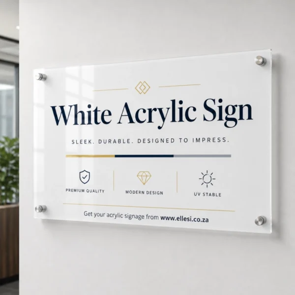 White Acrylic Sign with Standoffs