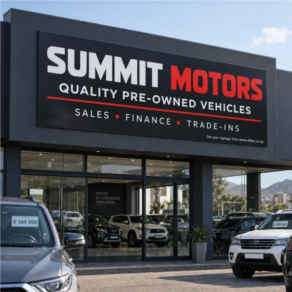 Chromadeck Car Dealership Sign installed in a realistic use-case setting
