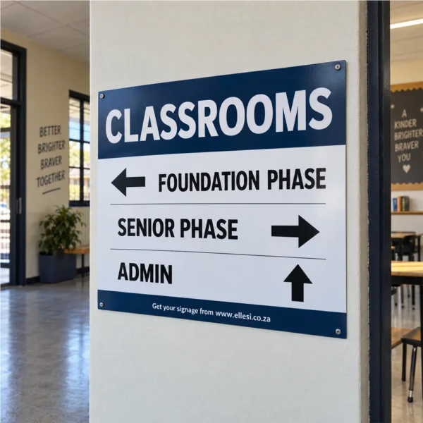 Chromadeck Classroom Direction Sign installed in a realistic use-case setting