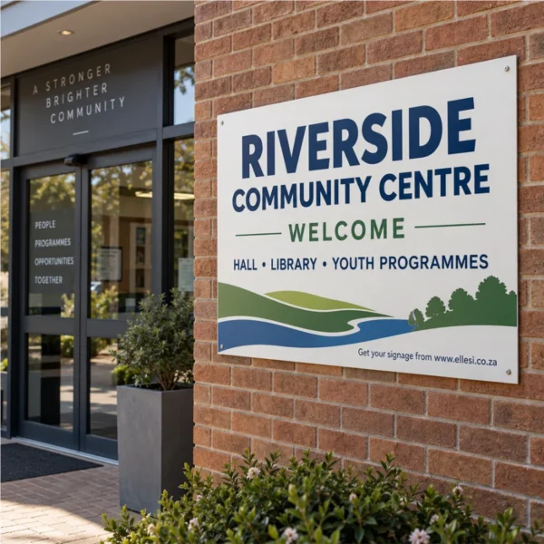Chromadeck Community Centre Sign installed in a realistic use-case setting