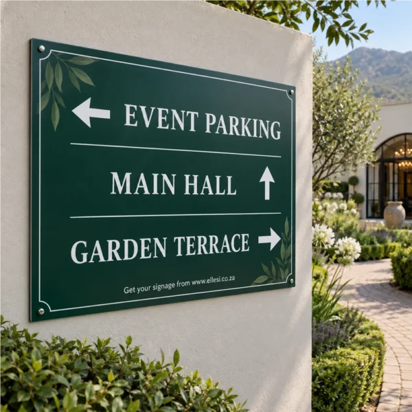 Chromadeck Directional Venue Sign installed in a realistic use-case setting