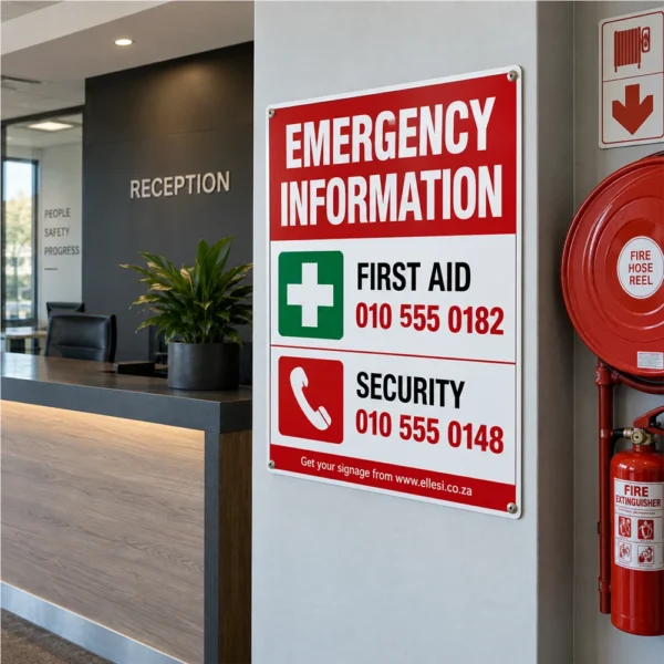 Chromadeck Emergency Information Sign installed in a realistic use-case setting