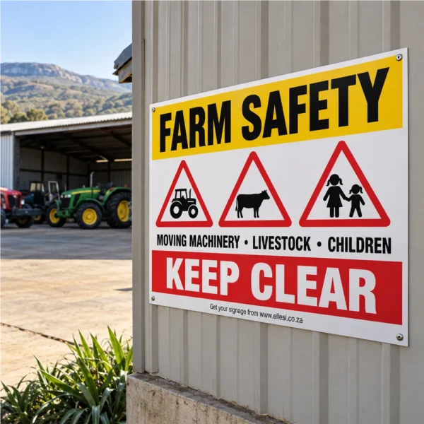 Chromadeck Farm Safety Sign installed in a realistic use-case setting