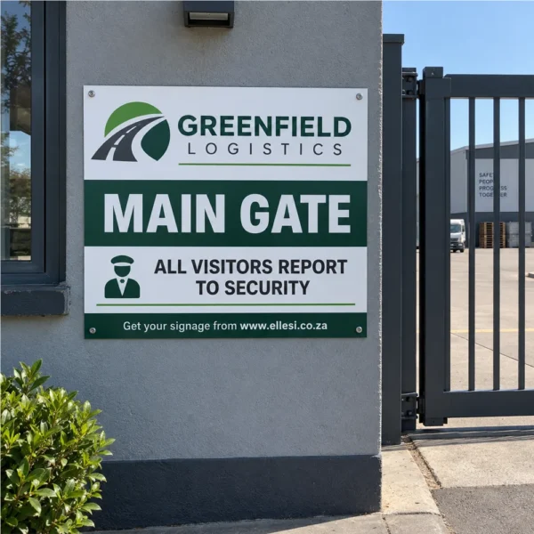Chromadeck Gate Sign installed in a realistic use-case setting