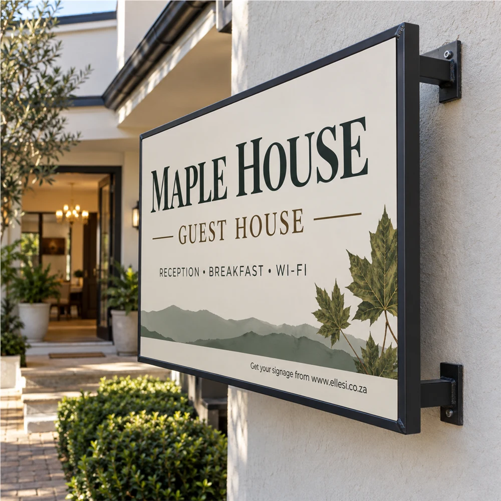 Chromadeck Guest House Sign rear 25 by 25 millimetre welded steel frame detail