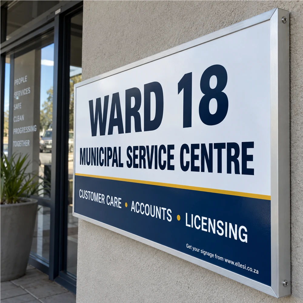 Chromadeck Municipal Sign installed with slim aluminium angle edging