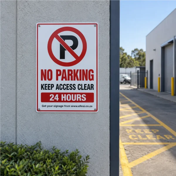 Chromadeck No Parking Sign installed in a realistic use-case setting