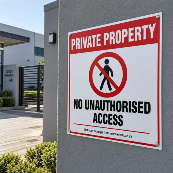 Chromadeck Private Property Sign installed in a realistic use-case setting