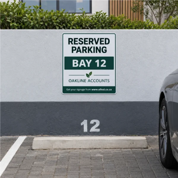Chromadeck Reserved Parking Sign installed in a realistic use-case setting