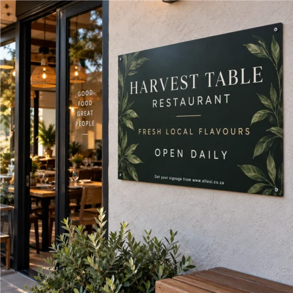 Chromadeck Restaurant Sign installed in a realistic use-case setting