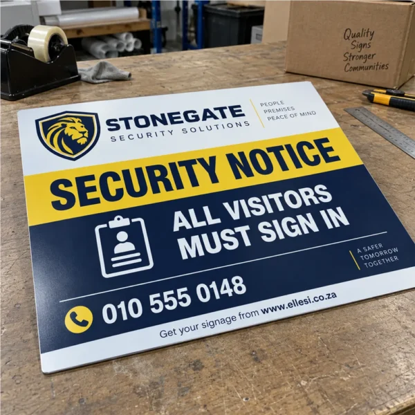 Chromadeck Security Sign installed in a realistic use-case setting