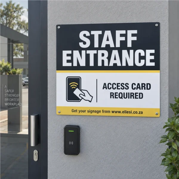 Chromadeck Staff Entrance Sign installed in a realistic use-case setting