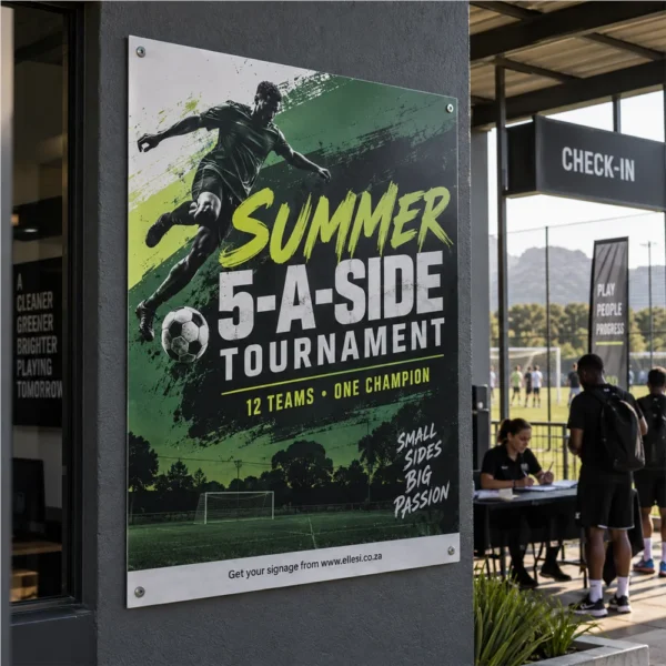 Chromadeck Tournament Sign installed in a realistic use-case setting