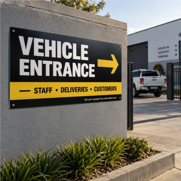 Chromadeck Vehicle Entrance Sign installed in a realistic use-case setting
