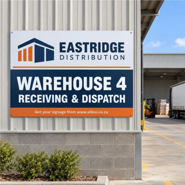 Chromadeck Warehouse Sign installed in a realistic use-case setting