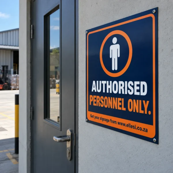 Chromadeck Authorised Personnel Only Sign installed in a realistic staff doors, production areas, stores and secure rooms setting