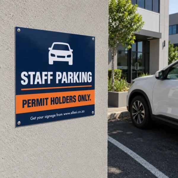 Chromadeck Staff Parking Sign installed in a realistic staff bays and controlled employee parking areas setting