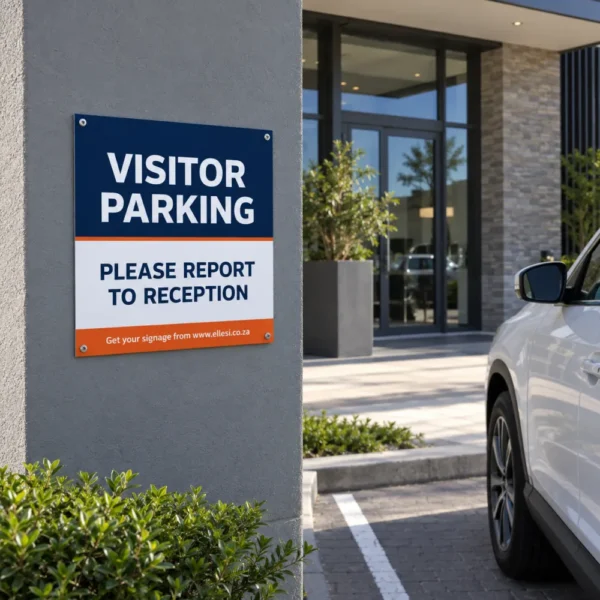 Chromadeck Visitor Parking Sign installed in a realistic visitor bays and reception approach routes setting